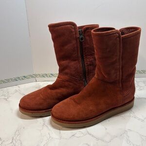 UGG Abree Mid-Calf Boots, Rust/Cinamon, Fur lined, Size 7, 1003250